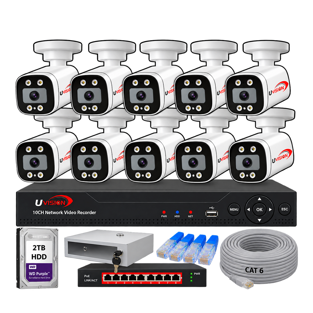 4mp10 Uvision 4MP IP Color With Inbuilt Mic 10 Camera Set - Image 1