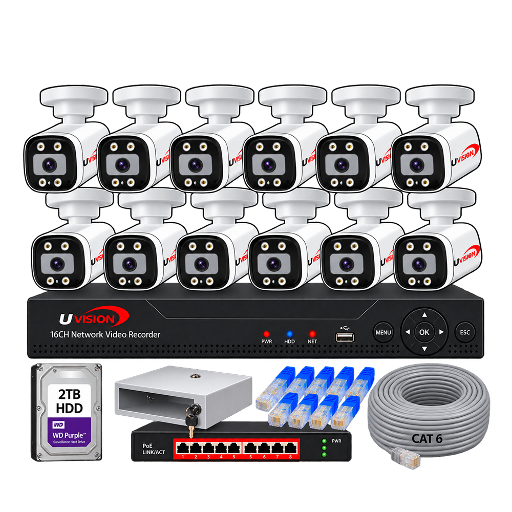 4mp12 Uvision 4MP IP Color With Inbuilt Mic 12 Camera Set - Image 1