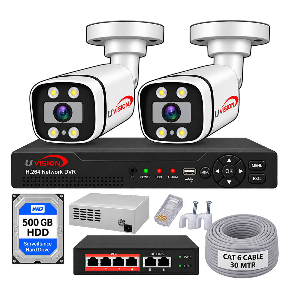 4mp2 Uvision 4MP IP Color With Inbuilt Mic 2 Camera Set - Image 1