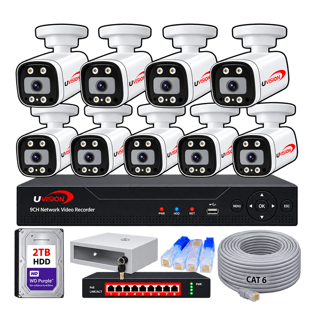 4mp9 Uvision 4MP IP Color With Inbuilt Mic 9 Camera Set - Image 1