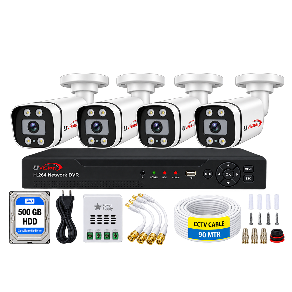 5mp4 Uvision 5mp Color With Mic 4 Cctv Camera Set - Image 1