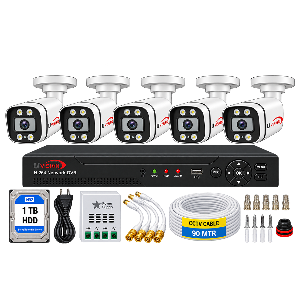 5mp5 Uvision 5mp Color With Mic 5 Cctv Camera Set - Image 1