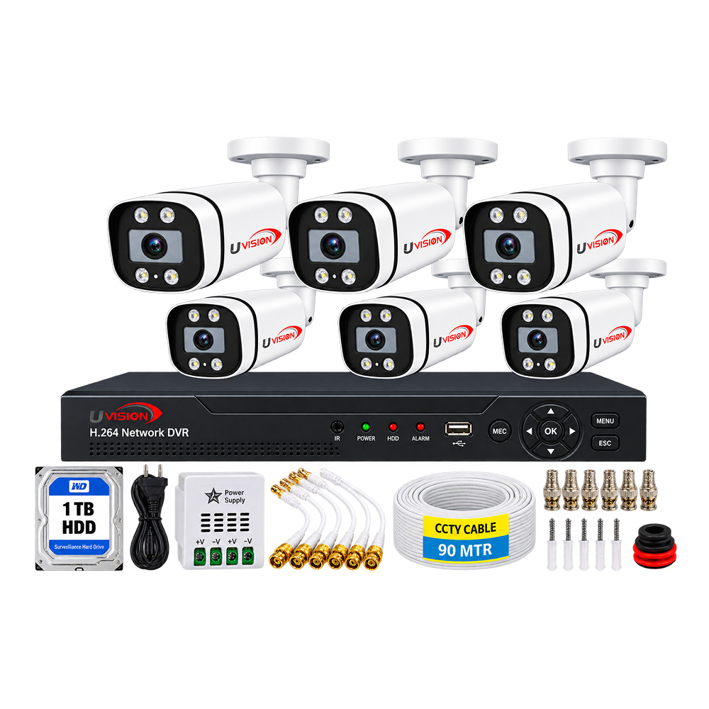 5mp6 Uvision 5mp Color With Mic 6 Cctv Camera Set - Image 1