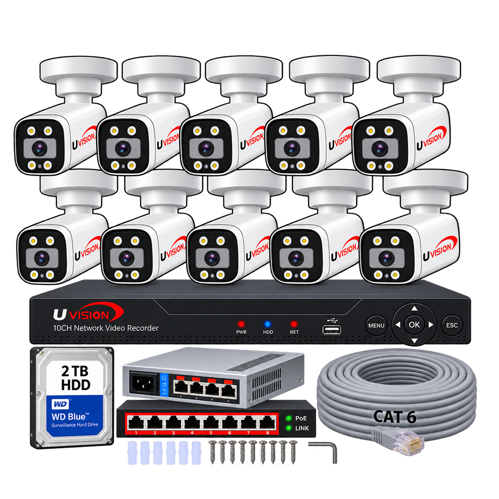 8mp10 Uvision 8MP IP Color With Inbuilt Mic 10 Camera Set - Image 1