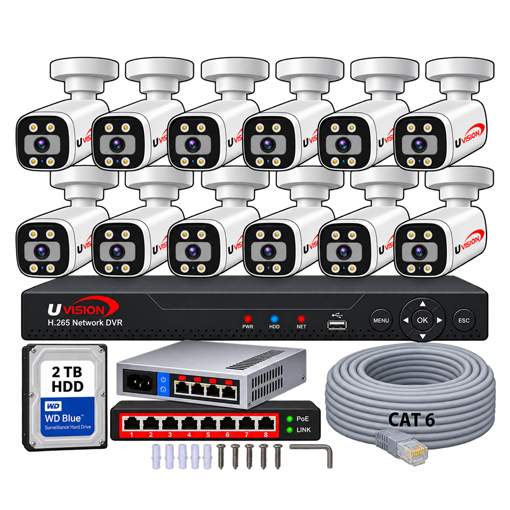 8mp12 Uvision 8MP IP Color With Inbuilt Mic 12 Camera Set - Image 1