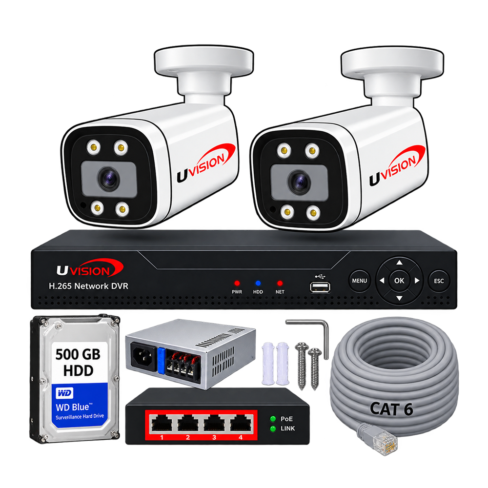 8mp2 Uvision 8MP IP Color With Inbuilt Mic 2 Camera Set - Image 1