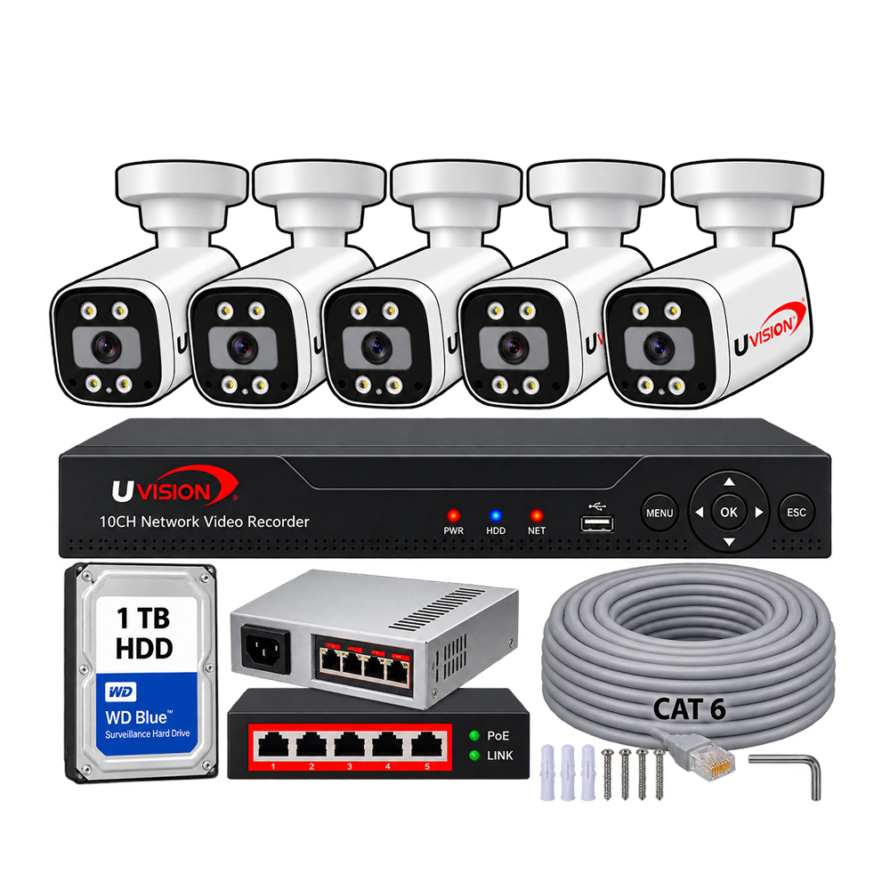 8mp5 Uvision 8MP IP Color With Inbuilt Mic 5 Camera Set - Image 1