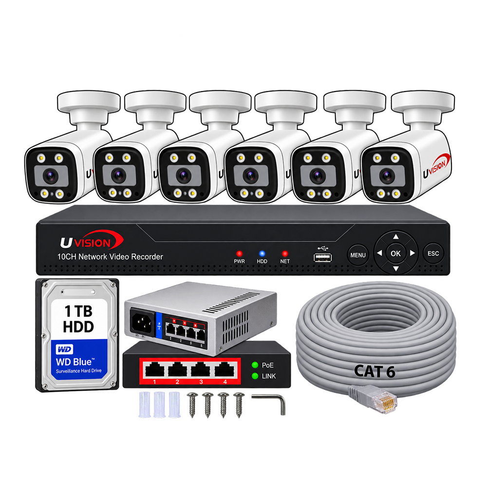 8mp6 Uvision 8MP IP Color With Inbuilt Mic 6 Camera Set - Image 1