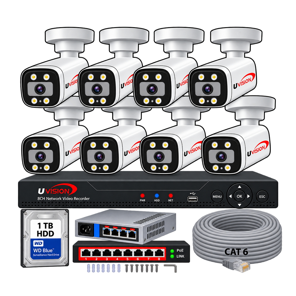 8mp8 Uvision 8MP IP Color With Inbuilt Mic 8 Camera Set - Image 1