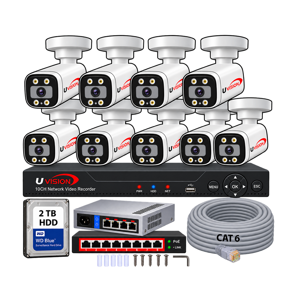 8mp9 Uvision 8MP IP Color With Inbuilt Mic 9 Camera Set - Image 1